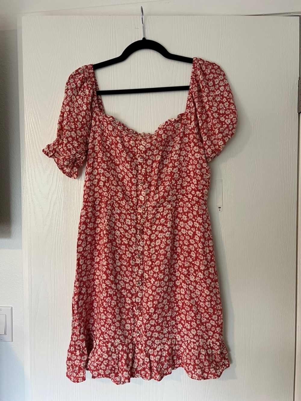 Lost + Wander Coral-Red Floral Short Dress